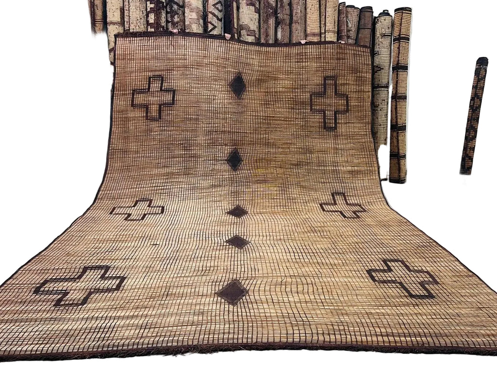 Vintage Mali Tuareg Mat Limited Edition African Rug Size 11.7x16.8 - V87