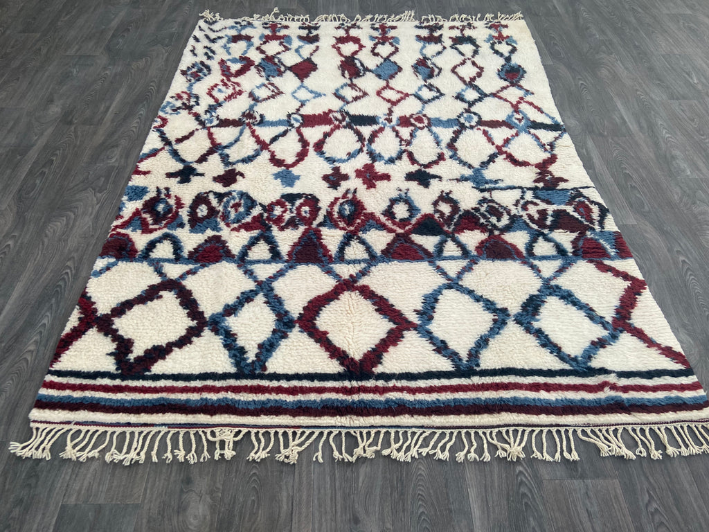 Hand Knotted Shaggy Azrou Moroccan Rug -A88