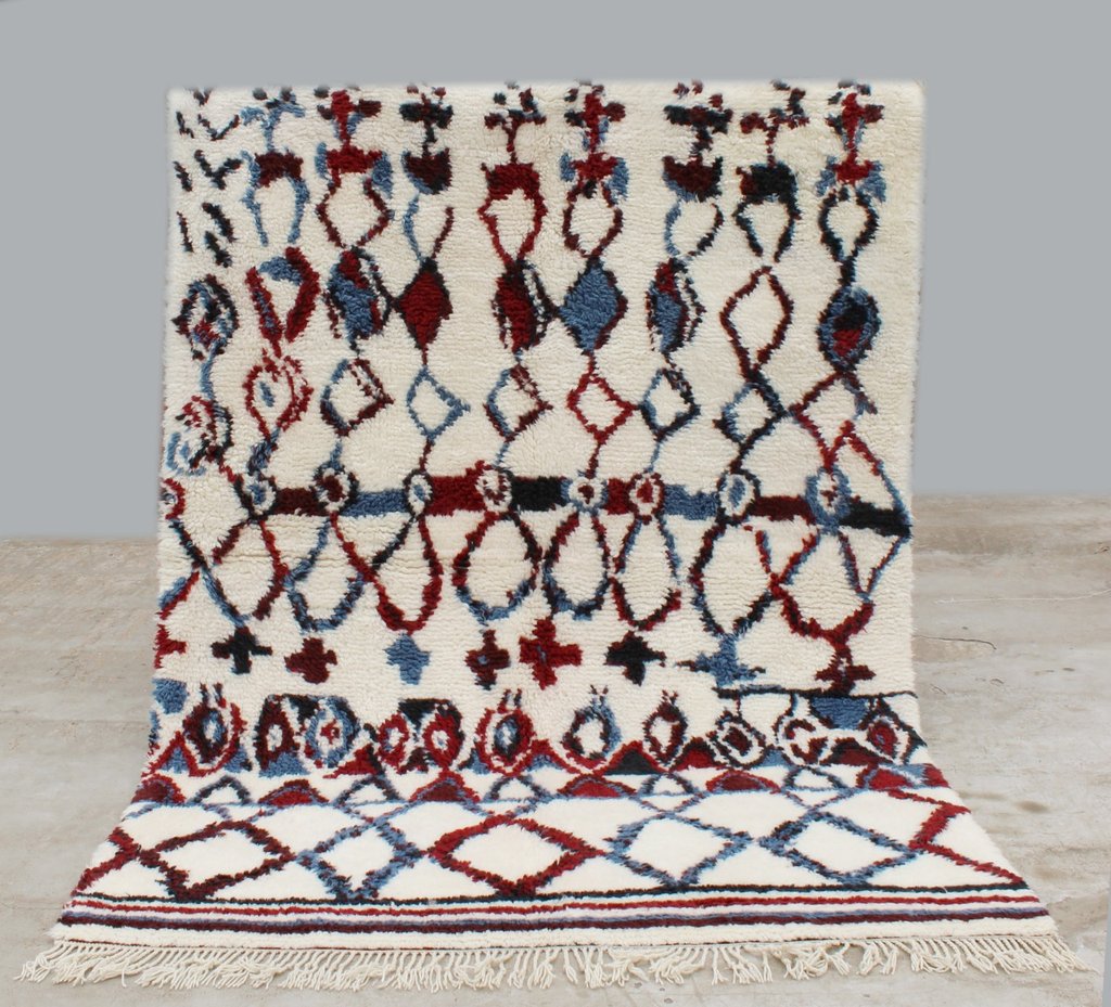 Hand Knotted Shaggy Azrou Moroccan Rug -A88